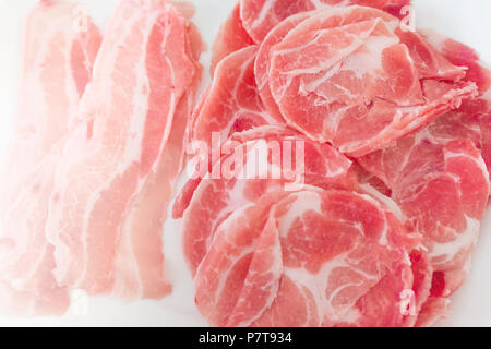 Pork meat, Kurobuta Pork Collars (Pork and Ham) thin slide Stock Photo