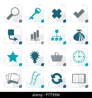 Stylized Simple Internet and Web Site Icons - Vector Icon Set Stock Vector