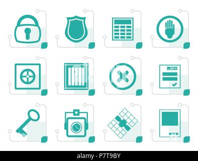 Stylized Simple Security and Business icons - vector  icon set Stock Vector