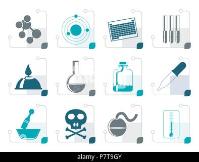 Stylized Chemistry industry icons - vector icon set Stock Vector