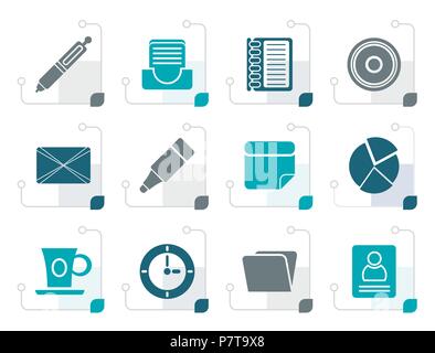 Stylized Office & Business Icons - Vector icon Set Stock Vector