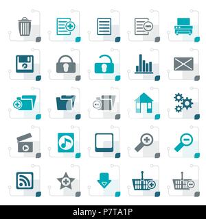 Stylized 25 Detailed Internet Icons - Vector Icon Set Stock Vector