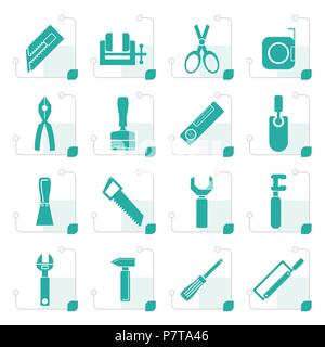 Stylized Building and Construction Tools icons - Vector Icon Set Stock Vector