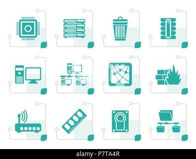 Stylized Computer and website icons - vector icon set Stock Vector