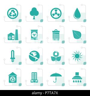 Stylized Ecology and nature icons -vector icon set Stock Vector