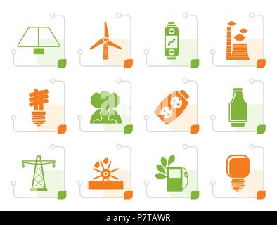 Stylized Power, energy and electricity icons - vector icon set Stock Vector