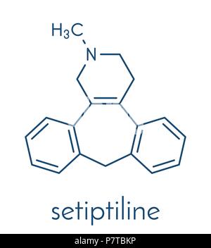 Setiptiline (also known as teciptiline) antidepressant drug molecule. Skeletal formula. Stock Vector