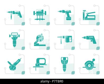 Stylized Building and Construction Tools icons - Vector Icon Set Stock Vector