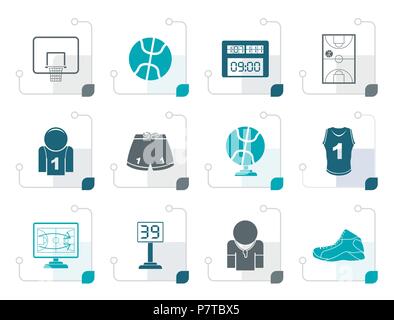Stylized Basketball and sport icons - vector Icon Set Stock Vector