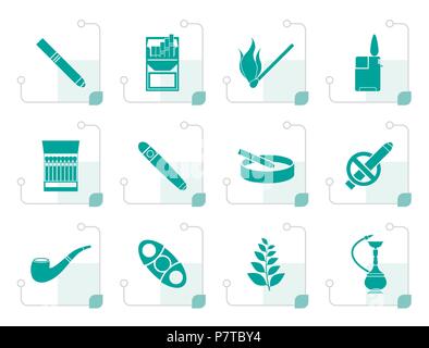 Stylized Smoking and cigarette icons - vector icon set Stock Vector