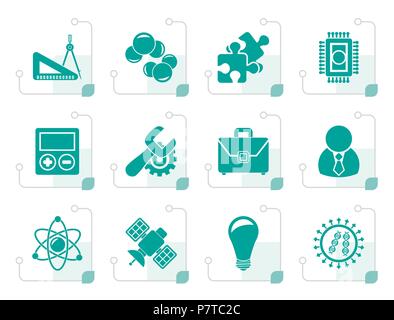 Stylized Science and Research Icons - Vector Icon set Stock Vector