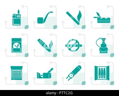 Stylized Smoking and cigarette icons - vector icon set Stock Vector