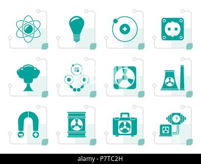Stylized Atomic and Nuclear Energy Icons - vector icon set Stock Vector