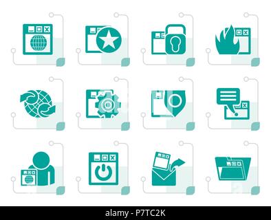 Stylized Internet, website and  Security Icons - vector icon set Stock Vector