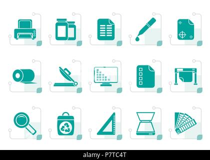 Stylized Commercial print icons - vector icon set Stock Vector