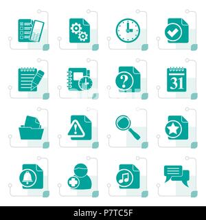 Stylized Organizer, communication and connection icons - vector icon set Stock Vector