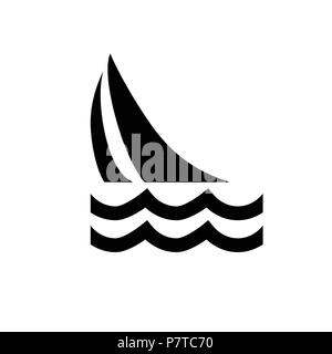 Sailboat, sailing. Easily editable, colorable flat vector icon, isolated background, No. 2 variant. Stock Vector