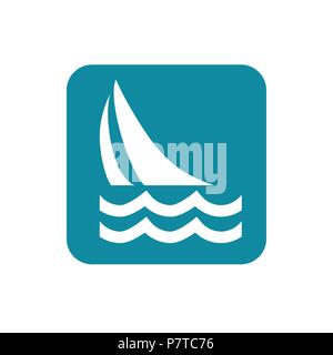 Sailboat, sailing. Easily editable, colorable flat vector icon, isolated background, No. 3 variant. Stock Vector