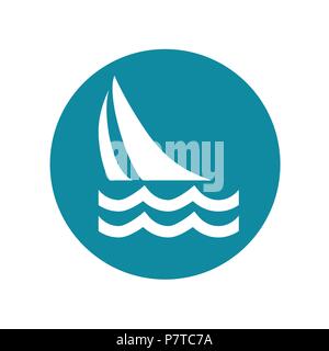 Sailboat, sailing. Easily editable, colorable flat vector icon, isolated background, No. 4 variant. Stock Vector