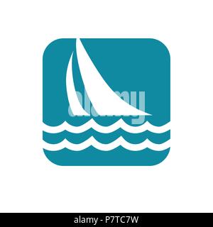 Sailboat, sailing. Easily editable, colorable flat vector icon, isolated background, No. 6 variant. Stock Vector