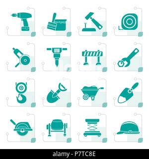 Stylized building and construction icons - vector icon set Stock Vector
