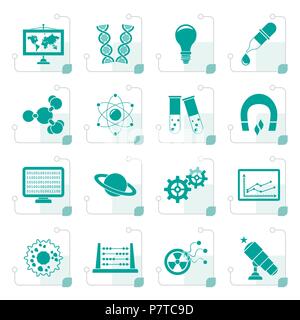 Stylized science, research and education Icons - Vector Icon set Stock Vector