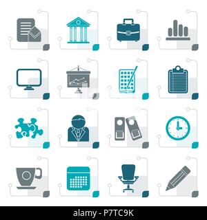 Stylized Business and office icons - vector icon set Stock Vector