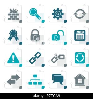 Stylized Internet and web site icons - vector icon set Stock Vector