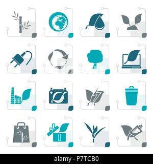 Stylized Environment and Conservation icons - vector icon set Stock Vector
