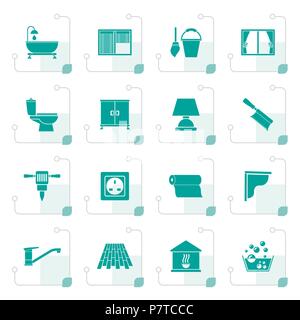 Stylized Construction and building equipment Icons - vector icon set 2 Stock Vector