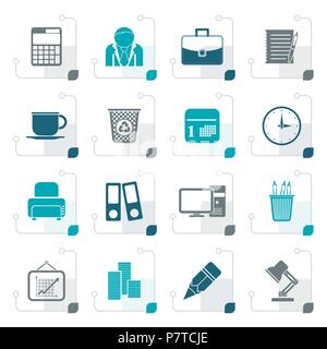 Stylized Business and office icons - vector icon set Stock Vector