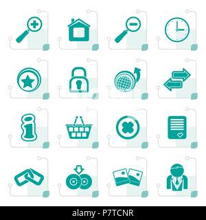 Stylized Web Site and Internet icons - vector icon set Stock Vector