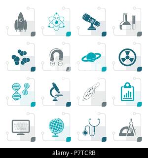 Stylized Science, Research and Education Icons - Vector Icon set Stock Vector