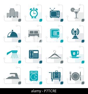 Stylized Hotel, motel and travel icons - vector icon set Stock Vector