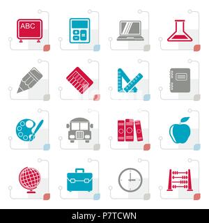 Stylized School and education icons - vector icon set Stock Vector
