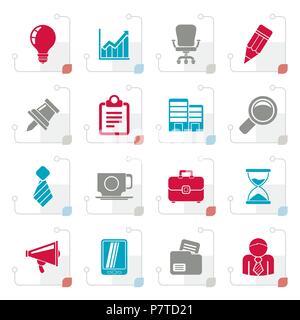 Stylized Business and office icons - vector icon set Stock Vector