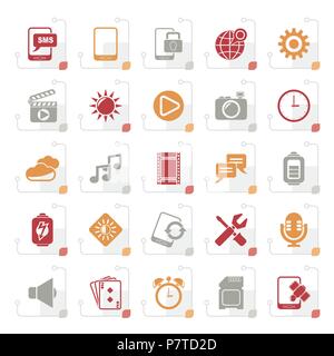 Stylized Mobile Phone Interface icons - vector icon set Stock Vector