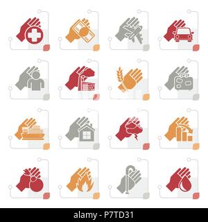 Stylized Insurance and risk icons - vector icon set Stock Vector Image ...