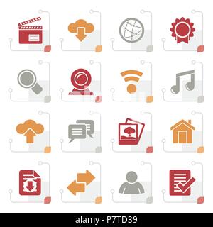 Stylized Internet and website icons - vector icon set Stock Vector