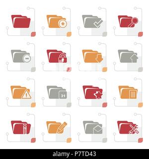 Stylized Different kind of folder icons - vector icon set Stock Vector