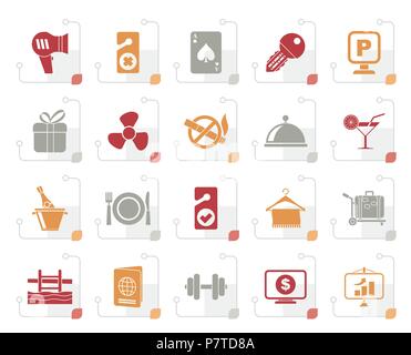 Stylized Hotel and motel services icons 2- vector icon set Stock Vector