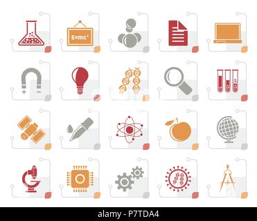 Stylized Science, Research and Education Icons - Vector Icon set Stock Vector