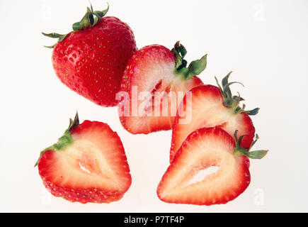 Still Life of Strawberries on White Background Stock Photo