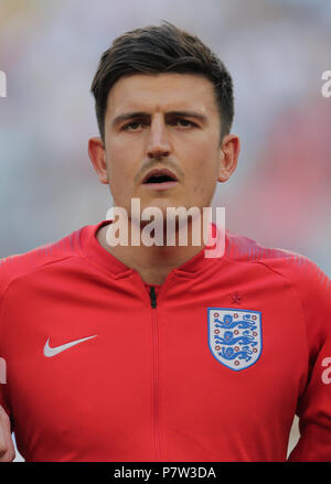 Moscow, Russia. 07th July, 2018. Harry Maguire ENGLAND SWEDEN V ENGLAND, 2018 FIFA WORLD CUP RUSSIA 07 July 2018 GBC9438 Sweden v England 2018 FIFA World Cup Russia Spartak Stadium Moscow STRICTLY EDITORIAL USE ONLY. If The Player/Players Depicted In This Image Is/Are Playing For An English Club Or The England National Team. Then This Image May Only Be Used For Editorial Purposes. No Commercial Use. Credit: Allstar Picture Library/Alamy Live News Stock Photo