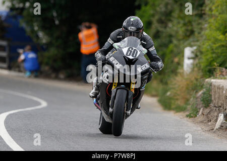 Skerries, County Dublin, Ireland. 8th July, 2018. The Skerries 100 Motorcycle road racing; Darren Cooper finishes in 2nd place in the feature race at the 2018 Skerries Road Races Credit: Action Plus Sports/Alamy Live News Stock Photo