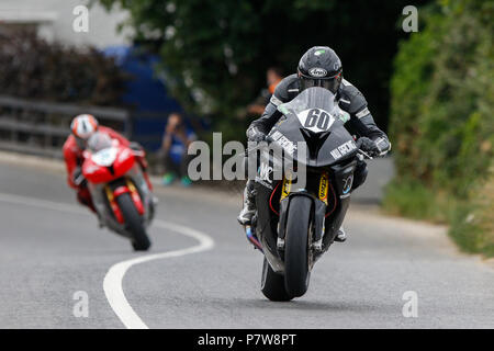 Skerries, County Dublin, Ireland. 8th July, 2018. The Skerries 100 Motorcycle road racing; Darren Cooper finishes in 2nd place in the feature race at the 2018 Skerries Road Races Credit: Action Plus Sports/Alamy Live News Stock Photo