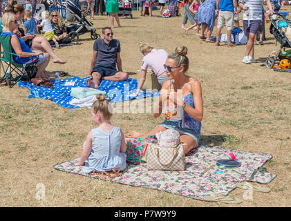 Cheshire, UK. 08 July 2018Stockton Heath Festival in Cheshire, England, UK, held their eleventh fete on the events field where hundreds of people braved the heatwave and enjoyed themselves Credit: John Hopkins/Alamy Live News Stock Photo
