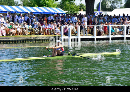 Henley-on-Thames, UK. 08th July, 2018. In the Princess Royal J.R. Gmelin from Switzerland beat Madeleine Edmunds from the Georgina Hope Rinehart National Training Centre, Australia. Again records were broken with Gmelin breaking the Fawley record by three seconds and smashing the course record by four seconds. Credit Wendy Johnson/Alamy Live News Stock Photo