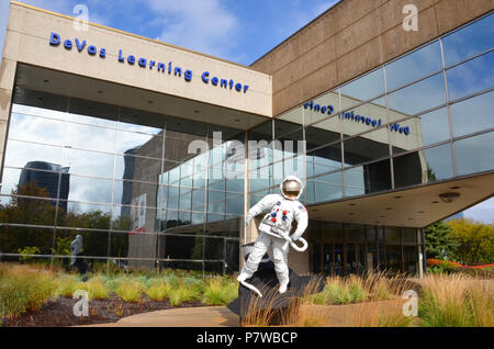 GRAND RAPIDS, MI / USA - OCTOBER 15, 2017:  The DeVos Learning center, shown here, is attached to the Gerald R. Ford Presidential Museum. Stock Photo