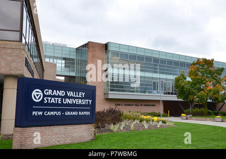 GRAND RAPIDS, MI / USA - OCTOBER 15, 2017:  Grand Valley State University, whose Grand Rapids campus is shown here, opened a Detroit Center in 2012. Stock Photo
